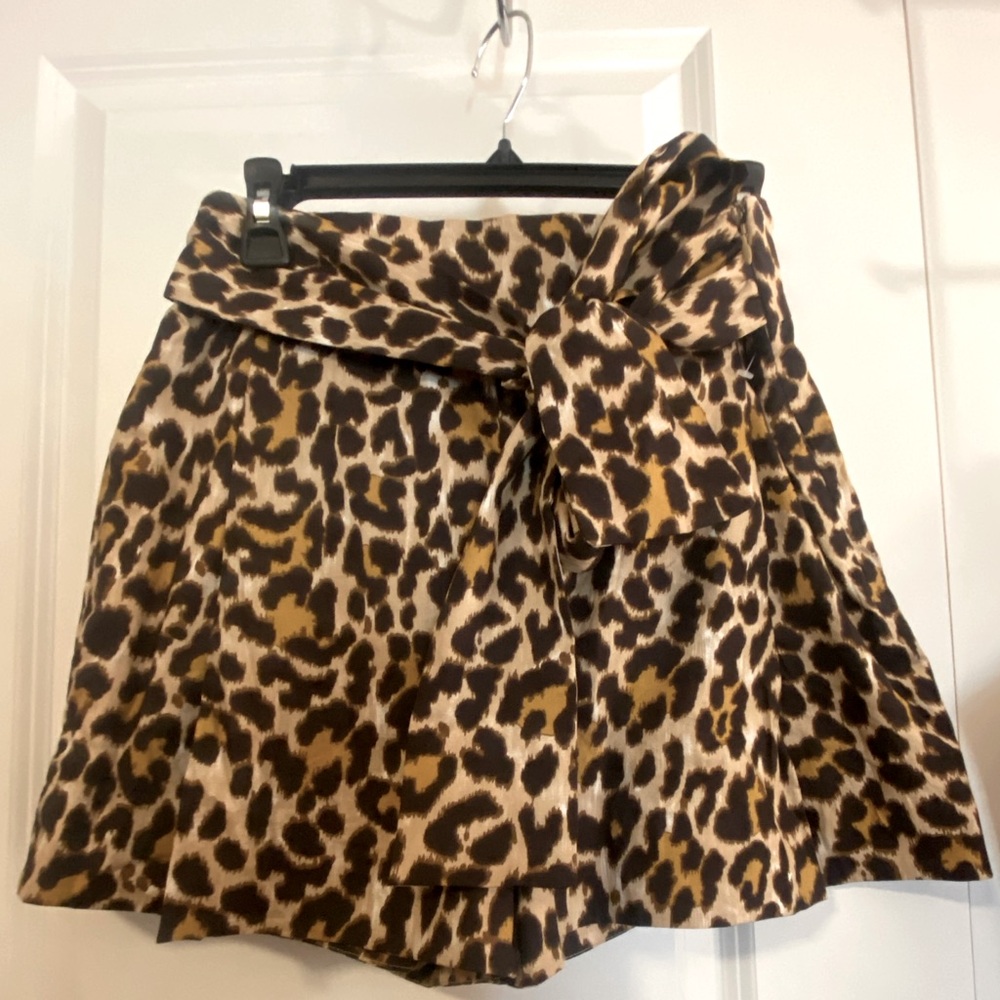 J. Crew size 6 animal print tie belt shorts.
